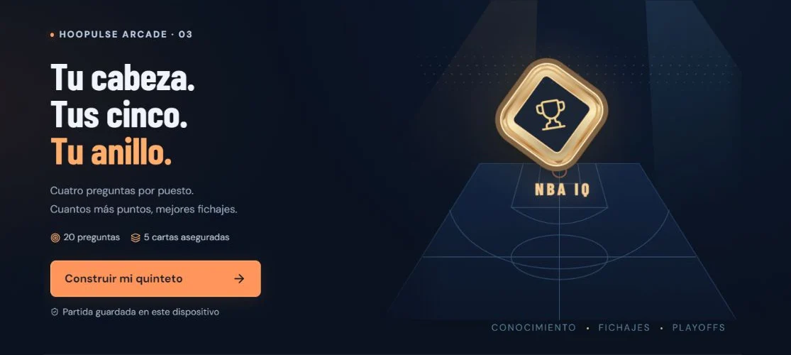 Pantalla de NBA IQ en Hoopulse